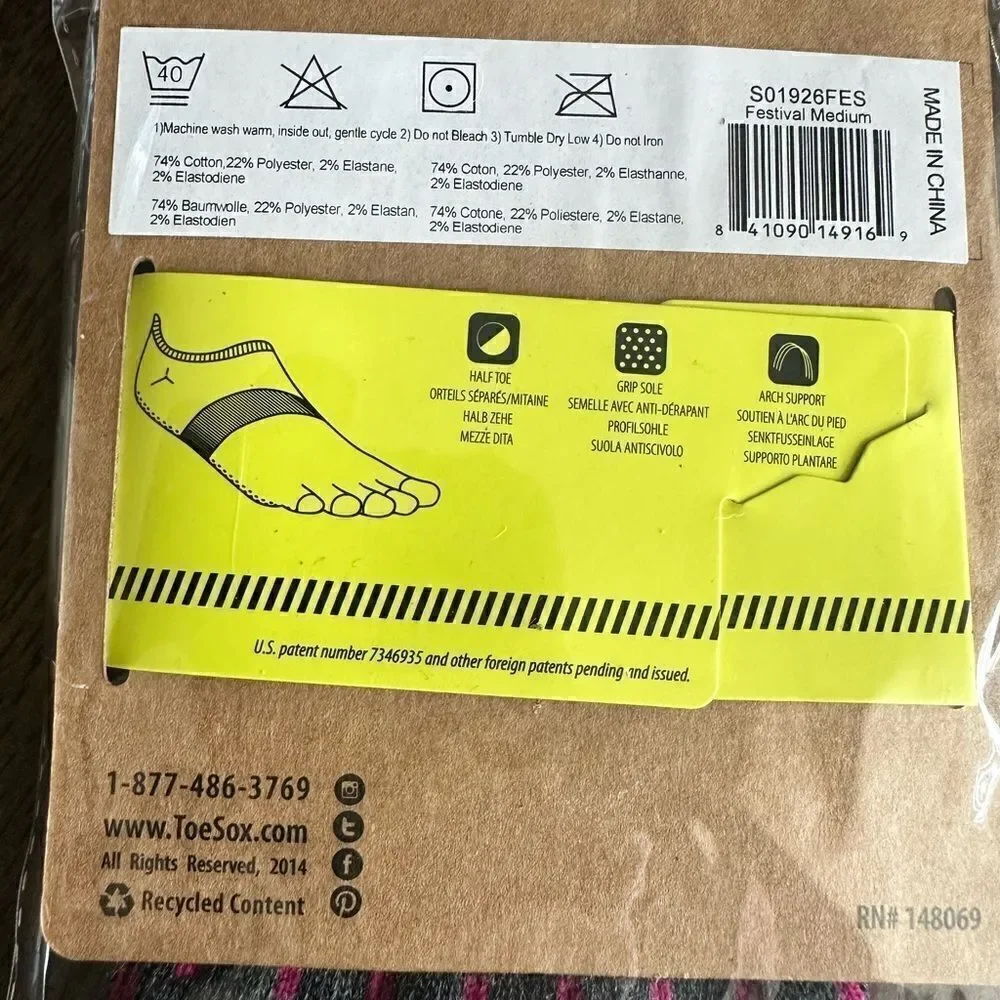 NWT ToeSox Unisex Open Toe Sock Low Rise Sole Grip - W 8.5-10.5 - M 7.5-9.5